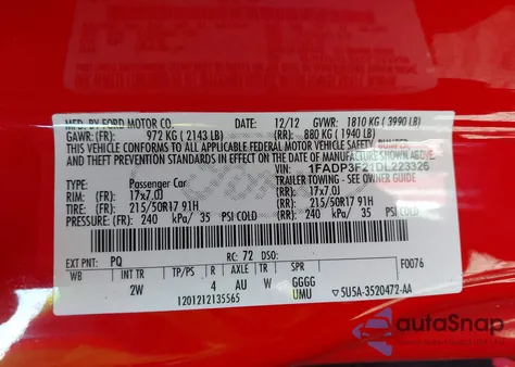 2013 Ford Focus Se from USA, damaged, VIN 1FADP3F21DL223326
